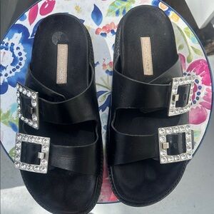 Michael Kors Black Sandals with Crystal Buckles